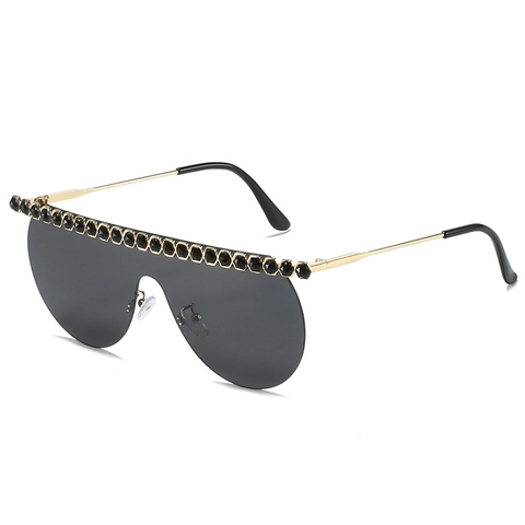 Übergroße Shield Sonnenbrille Mit Strassbesatz Metallbügel Mode Luxus Brillen Für Frauen Party Reisen