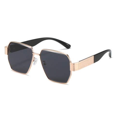 Oversized Square Sunglasses Metal Polygon Frame UV400 Protection Gradient Lenses Retro Fashion Unisex Eyewear