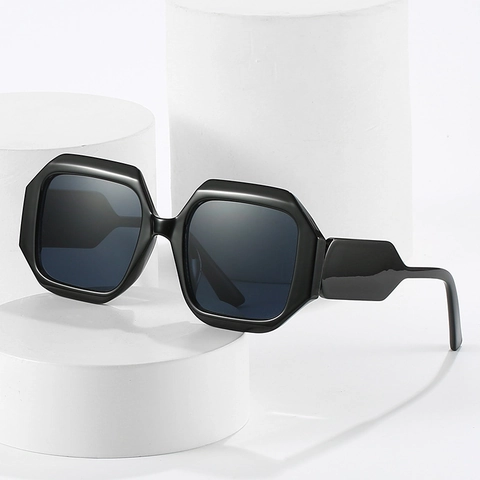 Retro Polygon Oversized Sunglasses For Women UV400 Protection Fashion Candy Color PC Frame Eyewear