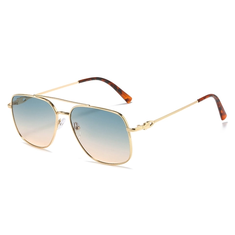 Gafas De Sol Aviador Montura Metálica Puente Doble UV400 Lentes Degradadas Moda Retro Para Hombre Unisex