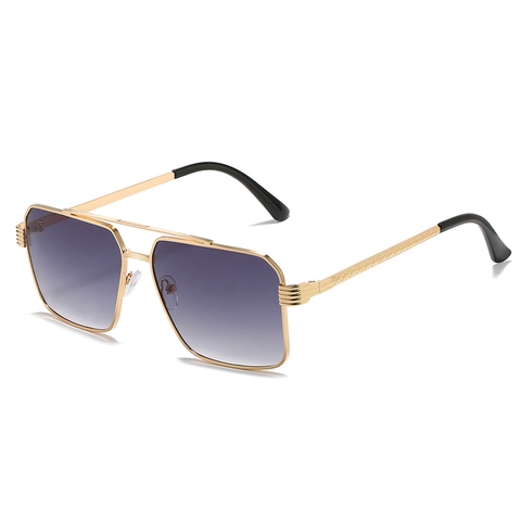 Retro Occhiali Da Sole Quadrati Montatura In Metallo Doppio Ponte Lenti Sfumate Protezione UV400 Occhiali Alla Moda Per Uomini E Donne