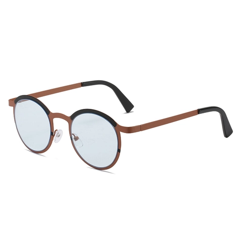 Occhiali Da Sole Tondi Retrò Montatura In Metallo Lenti PC Colore A Contrasto Protezione UV Donna Uomo Stile Vintage
