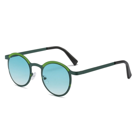 Occhiali Da Sole Tondi Retrò Montatura In Metallo Lenti PC Colore A Contrasto Protezione UV Donna Uomo Stile Vintage