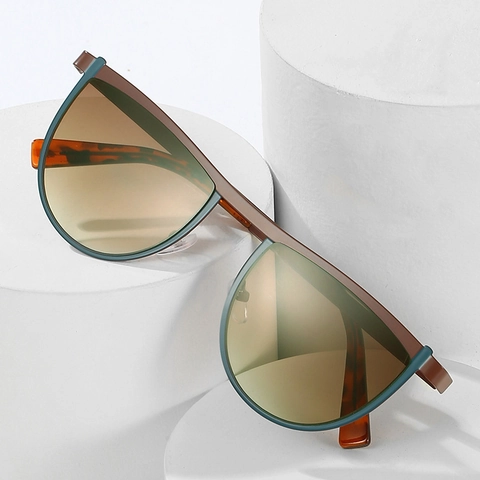 Occhiali Da Sole Irregolari Alla Moda Donne Geometrici Cat Eye Montatura In Metallo Protezione UV400 Lenti Sfumate