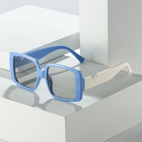 Gafas De Sol Cuadradas Oversize Protección UV400 Montura PC Color Contrastado Patilla Geométrica Moda Viaje Mujeres