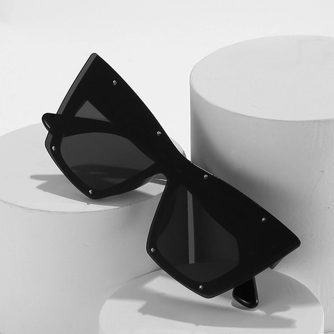Dames Oversized Cat Eye Zonnebril PC Frame Klinknagels Retro Mode UV400 Bescherming Outdoor Brillen