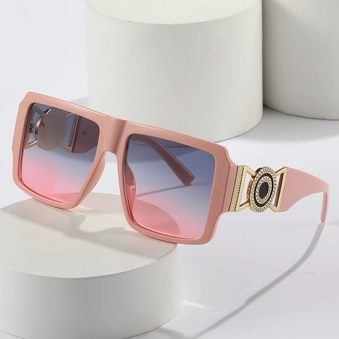 Gafas De Sol Cuadradas Oversize Montura PC UV400 Lentes Degradadas Retro Patilla Metal Moda Lujo Mujer