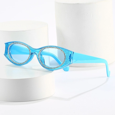 Gafas De Sol Con Diamantes De Imitación Mujeres Retro Marco Ovalado PC Cristal Artificial Color Caramelo UV400 Estilo Y2K