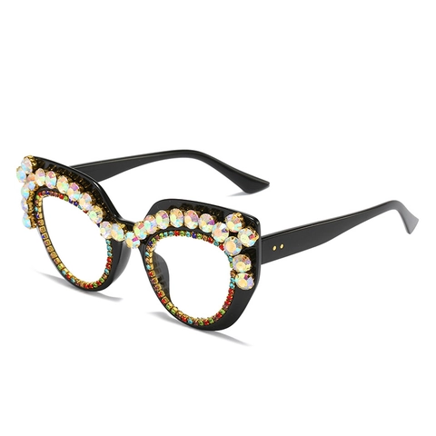 Montatura Occhiali Gatto Lusso Cristallo Strass Anti Luce Blu Occhiali Computer Party Punk Decorativi Per Donne