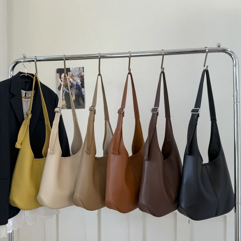 Bolso Hobo Grande Capacidad Mujer Cuero PU Granulado Minimalista Tote Correa Ajustable Diario Viaje Trabajo Oficina