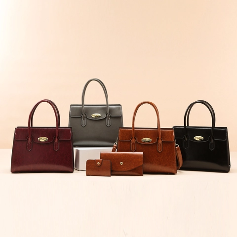 Damen Handtasche Tote Umhängetasche Geldbörse Und Kartenhalter PU Leder Vintage Commuter Große Kapazität