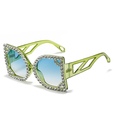 Occhiali Da Sole Quadrati Oversize Con Strass Per Donna Lusso Moda Aste Geometriche Cave Protezione UV400 Lenti Sfumate