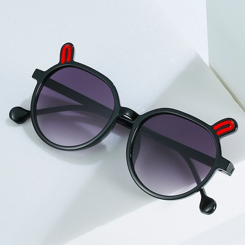 Kids Sunglasses Cute Rabbit Ear Design UV400 Protection PC Frame Round Gradient Lens Candy Color For Toddlers Girls Boys