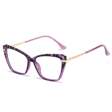 Cat Eye Glasses Frame For Women Anti Blue Light Blocking PC Full Frame Metal Temples Ultra Light Fashion Eyewear