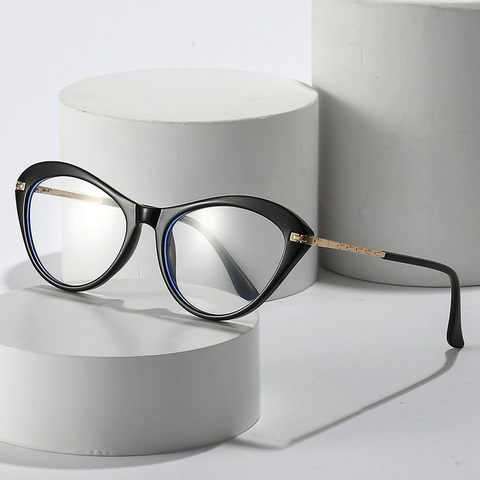 Montature Occhiali Occhio Di Gatto Donne Anti Luce Blu PC Metallo Tendenza Retro Ottica Per Ufficio Moda
