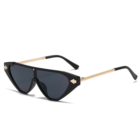 Fashion Geometric Cat Eye Sunglasses For Women Metal Arrow Decor UV400 Integrated Lens Shield Shade Ins Style Eyewear