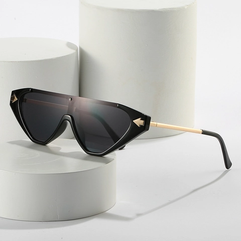 Fashion Geometric Cat Eye Sunglasses For Women Metal Arrow Decor UV400 Integrated Lens Shield Shade Ins Style Eyewear