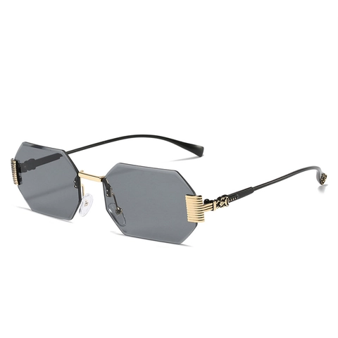 Rimless Octagonal Sunglasses Vintage Geometric Gradient PC Lens UV400 Protection Metal Hinge Luxury Eyewear For Women