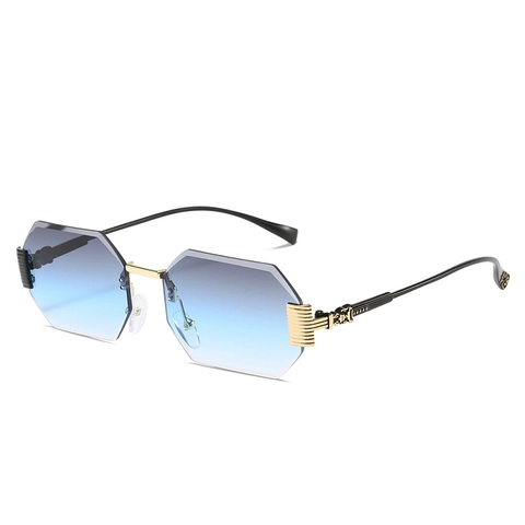 Rimless Octagonal Sunglasses Vintage Geometric Gradient PC Lens UV400 Protection Metal Hinge Luxury Eyewear For Women