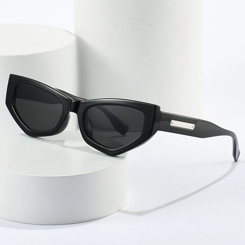 Occhiali Da Sole Geometrici Cat Eye Retro Protezione UV400 Montatura In Plastica Con Decoro In Metallo Moda Donna Festa