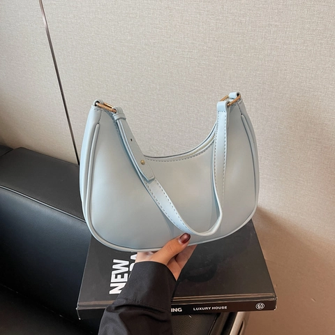 Bolso Hobo De Media Luna Retro Gran Capacidad Cuero PU Bolso De Hombro Para Mujeres Casual Diario Color Sólido Correa Ajustable