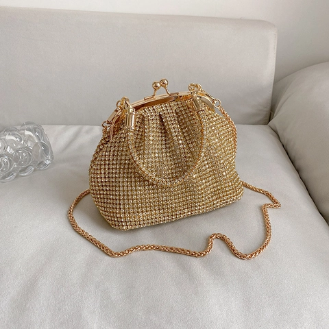 Rhinestone Abendtasche Französischer Stil Hochzeit Party Handtasche Mit Kettengurt Und Tragegriff Glänzende Clutch