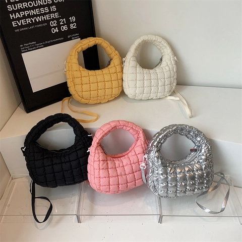 Borsa A Tracolla Imbottita Trapuntata Nylon Leggero Borsa A Mano Nuvola Versatile Crossbody Di Tendenza Per Donne