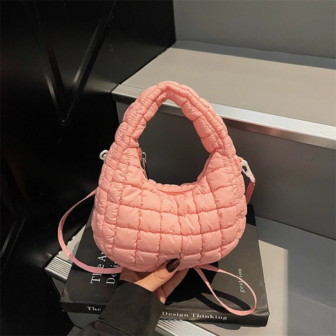 Borsa A Tracolla Imbottita Trapuntata Nylon Leggero Borsa A Mano Nuvola Versatile Crossbody Di Tendenza Per Donne