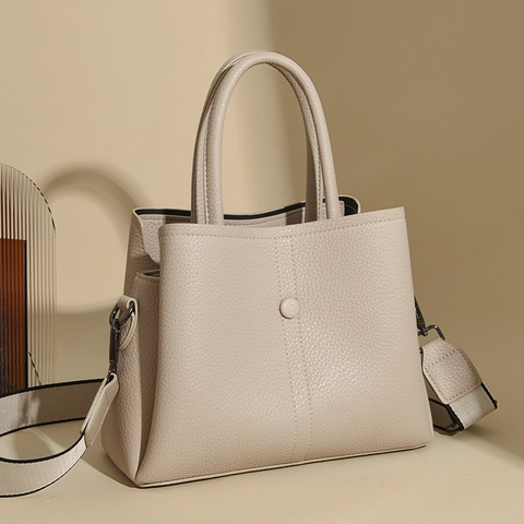 Borsa A Mano Vintage In Pelle PU Con Motivo Litchi Da Donna Con Tracolla In Tessuto Larga Staccabile Borsa A Tracolla Alla Moda
