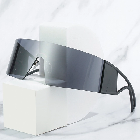 Gafas De Sol De Escudo Cyberpunk Futuristas De Gran Tamaño PC De Una Pieza UV400 A Prueba De Viento Para Hombres Mujeres
