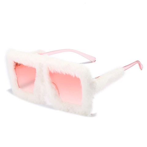Occhiali Da Sole Quadrati Oversize Pelliccia Sintetica Montatura Peluche UV400 Moda Party Unisex