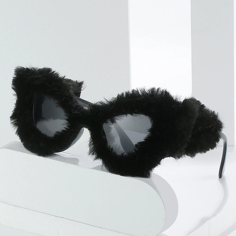 Occhiali Da Sole Gatto Da Donna Con Cornice In Peluche Pelliccia Sintetica Protezione UV400 Moda Festa