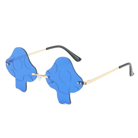 Lunettes De Soleil Forme Champignon Sans Monture Irrégulières Verres AC Monture Métal Style Hip Hop