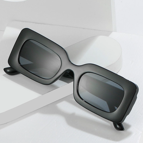 Gafas De Sol Cuadradas Retro Protección UV400 Montura PC Rectangulares Patillas Anchas Color Jelly Moda Vintage