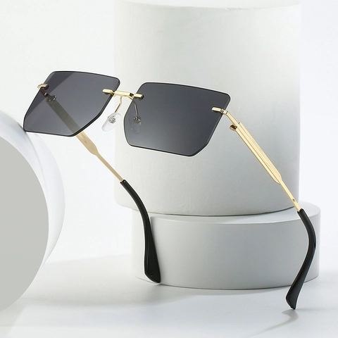 Fashion Rimless Square Sunglasses Women Metal Frame Gradient Lenses UV400 Protection Retro Street Style Eyewear