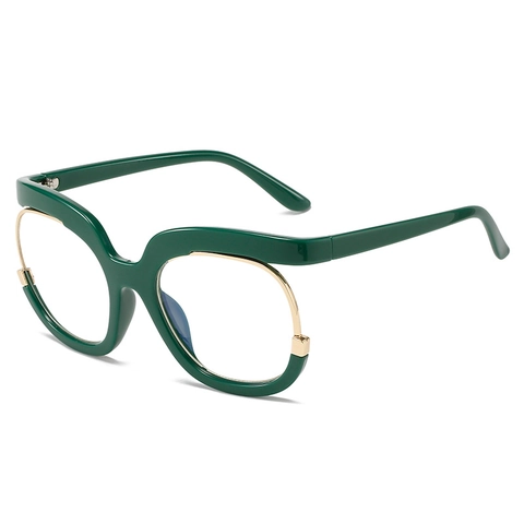 Montatura Per Occhiali Da Donna Oversize PC Metallo Retro Geometrico Anti Luce Blu Moda Ottica Occhiali Decorativi