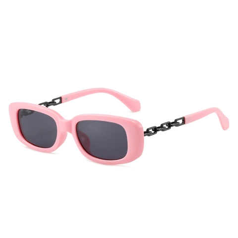 Lunettes De Soleil Rectangulaires Monture PC Protection UV400 Mode Branches À Maillons De Chaîne Rétro Streetwear Femmes