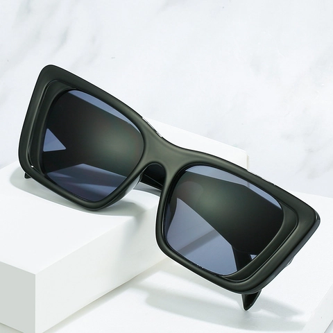 Vintage Cat Eye Sunglasses For Men Women UV400 Protection Thick Frame Square Retro Trendy PC Oversized Sun Glasses