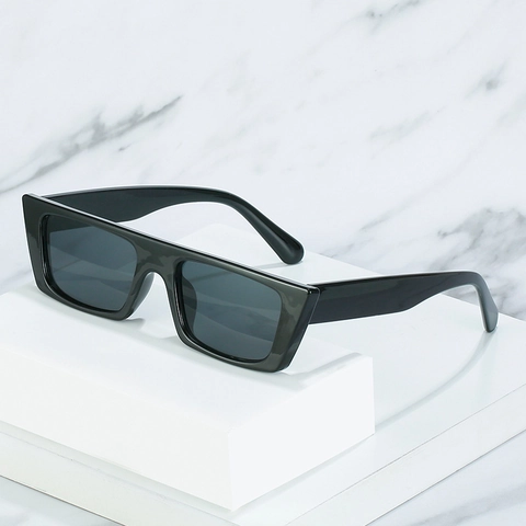 Rectangular Sunglasses Retro Thick Frame UV400 Protection Square Flat Top Trendy Streetwear Shades For Women Men