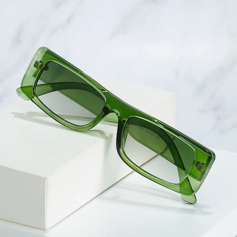 Retro Rectangle Sunglasses Vintage Small Frame UV400 Protection Fashion PC Chunky Eyewear For Women Men