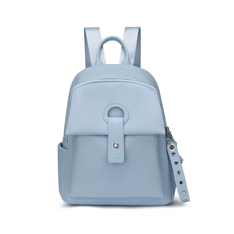Zaino Moda Donna Pelle PU Grana Litchi Grande Capacità Fibbia Ad Anello Rivetto Casuale Viaggio Borsa A Tracolla