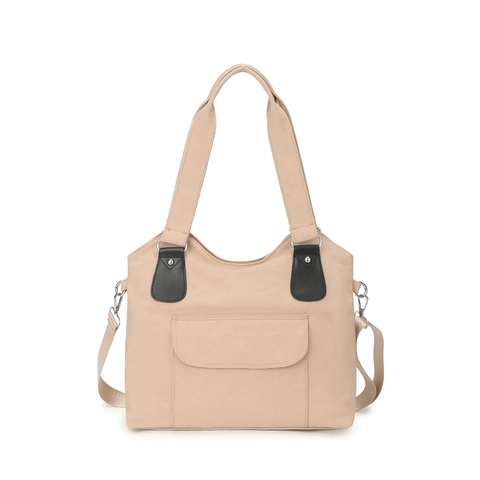 Bolso De Mano De Lona De Gran Capacidad Mujeres Color De Contraste Bolso De Hombro Con Correa Ajustable Casual