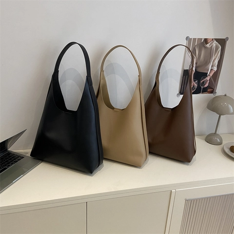 Borsa Tote Hobo Grande E Pochette Minimalista Pelle PU Colore Solido Borsa A Tralla Per Donna Stile Francese Chic