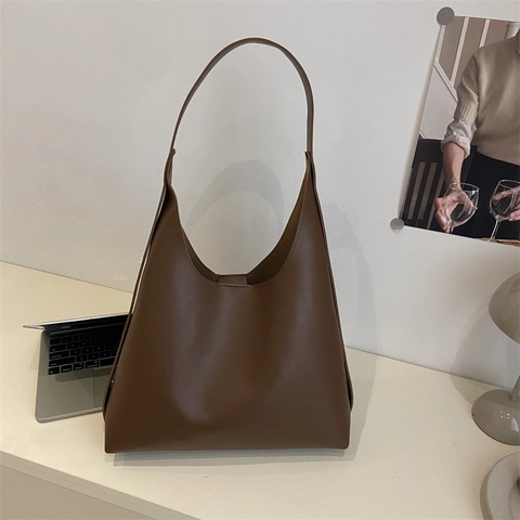 Borsa Tote Hobo Grande E Pochette Minimalista Pelle PU Colore Solido Borsa A Tralla Per Donna Stile Francese Chic