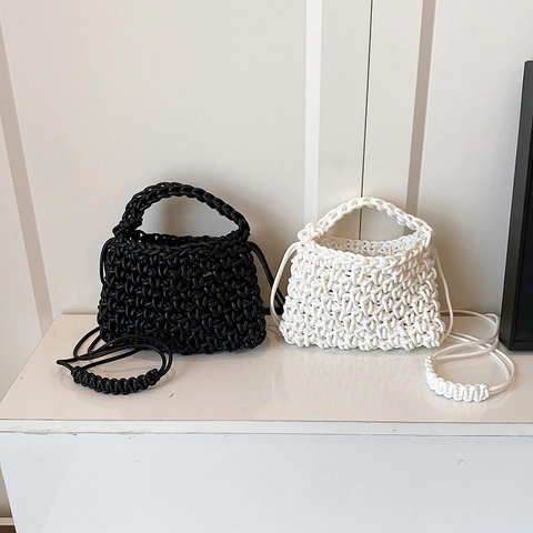 Borsa A Spalla Intrecciata A Mano Borsa In Corda Spessa Borsa A Tracolla Versatile Design Casual Per Donna