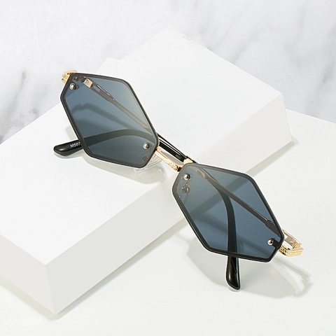 Gafas De Sol Hexagonales De Moda Sin Montura Marco De Metal Protección UV400 Diseño Geométrico Retro Para Mujeres Hombres