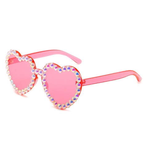 Occhiali Da Sole Cuore Donna Montatura PC Strass AB Colorati Moda Festa Occhiali Protezione UV