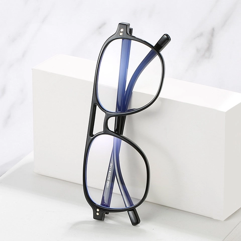 Aviator Optical Glasses Frame Anti Blue Light Double Bridge Pilot Square Retro Fashion Eyewear Unisex Rivet PC