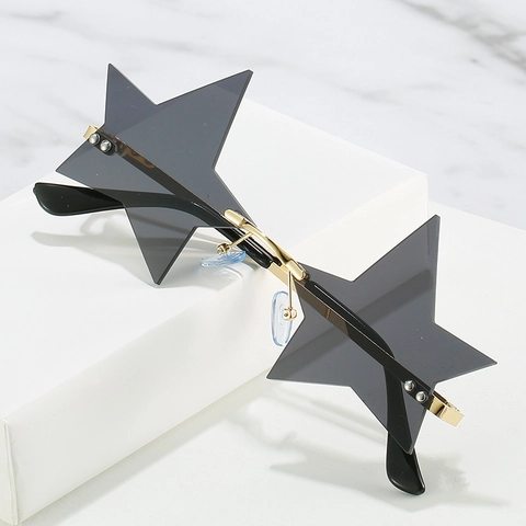 Star Shaped Rimless Sunglasses Fashion Unique Ocean Lens UV400 Metal Frame Party Retro Hip Hop Eyewear Unisex