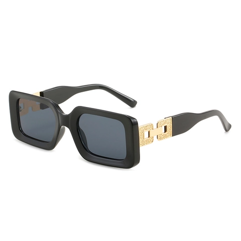 Square Sunglasses Retro Rectangle PC Frame UV400 Protection Fashion Streetwear Metal Chain Hinge For Women
